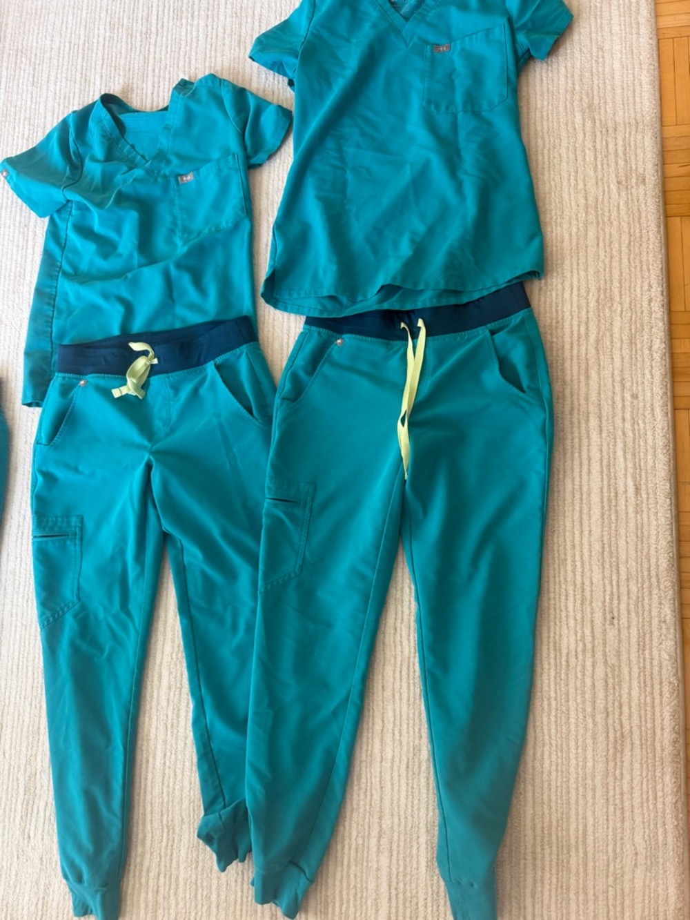 Figs Women's Teal Jogger Scrub Pants with Neon Drawstring